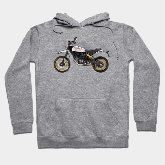 Scrambler Bike Side View Illustration Hoodie by KAM Std